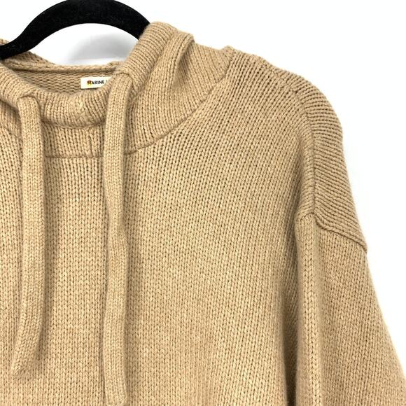 Marine Layer Pullover Hoodie Sweater Womens Size Medium Tan Wool Alpaca Blend - Picture 3 of 6